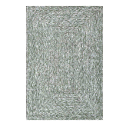 Multi Toned Braided Area Rug Bohemian Indoor Outdoor Rugs - Green-White
