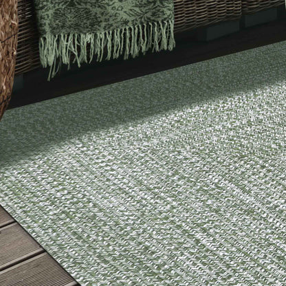 Multi Toned Braided Area Rug Bohemian Indoor Outdoor Rugs - Green-White