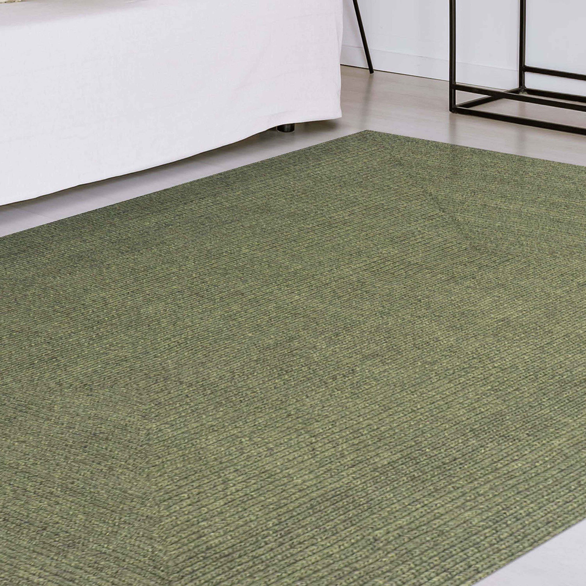 Bohemian Indoor Outdoor Rugs Solid Rectangle Braided Area Rug - Green