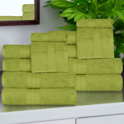 Atlas Cotton Plush Absorbent Heavyweight 12 Piece Assorted Towel Set - GreenEssence