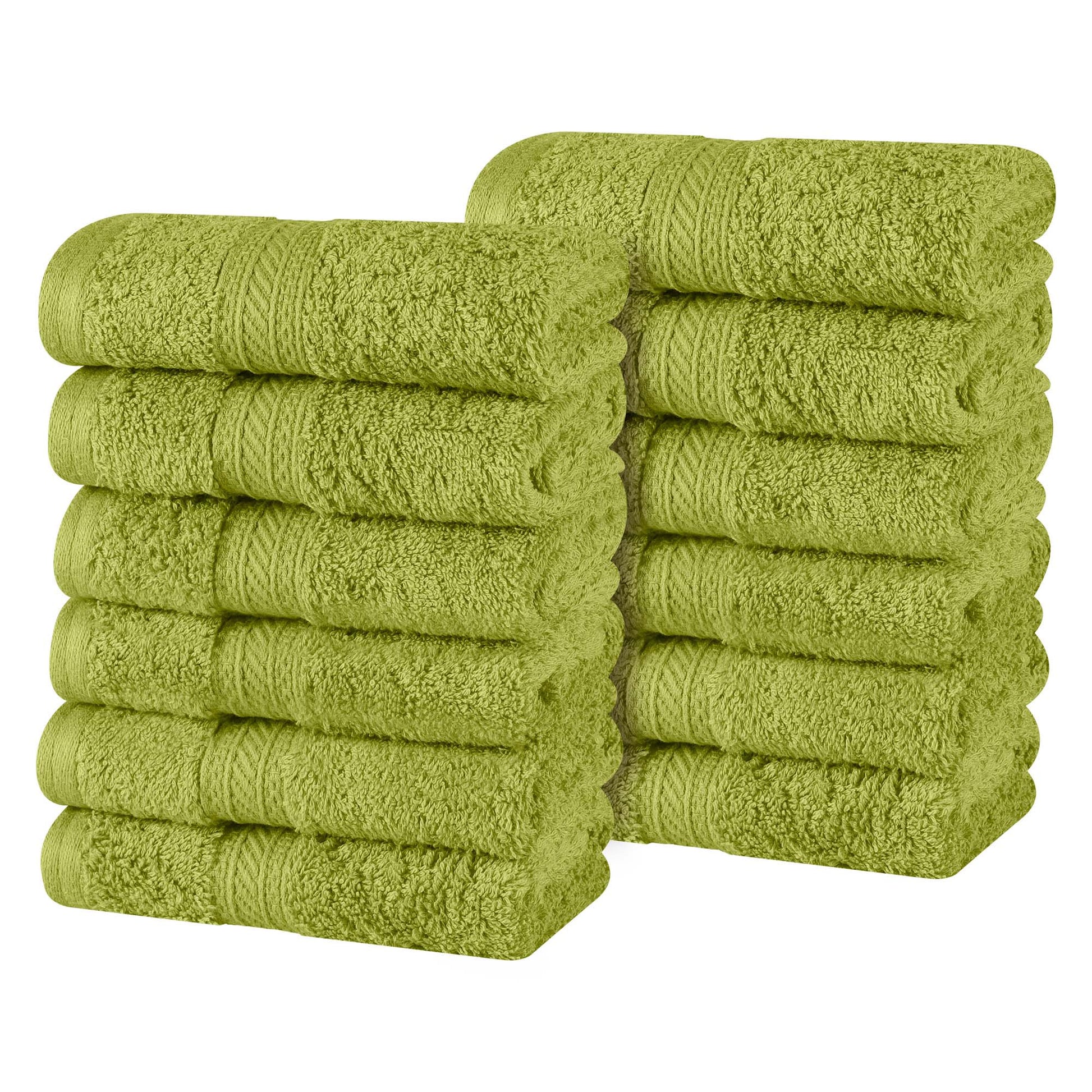 Atlas Cotton Absorbent Heavyweight Face Towel Washcloth Set of 12 - GreenEssence