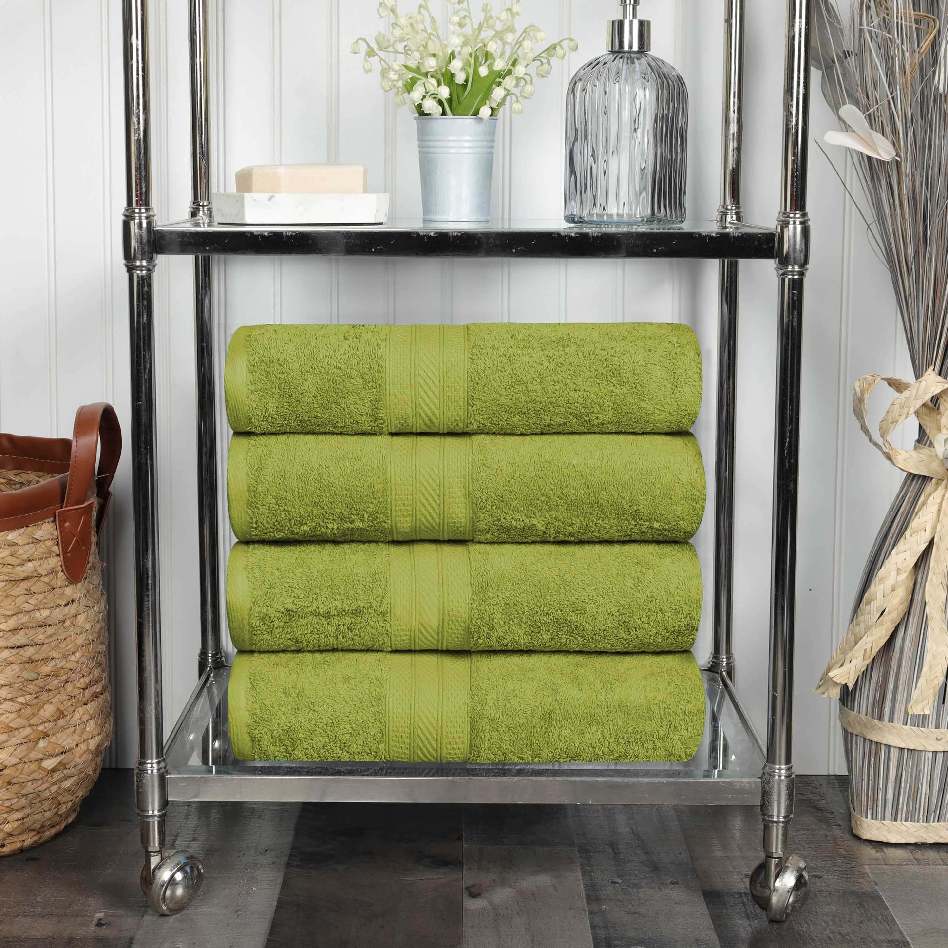 Cotton Heavyweight Luxury 4 Piece Bath Towel Set - GreenEssense