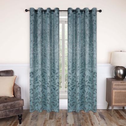 Leaves Machine Washable Room Darkening Blackout Curtains, Set of 2 - GreenLily