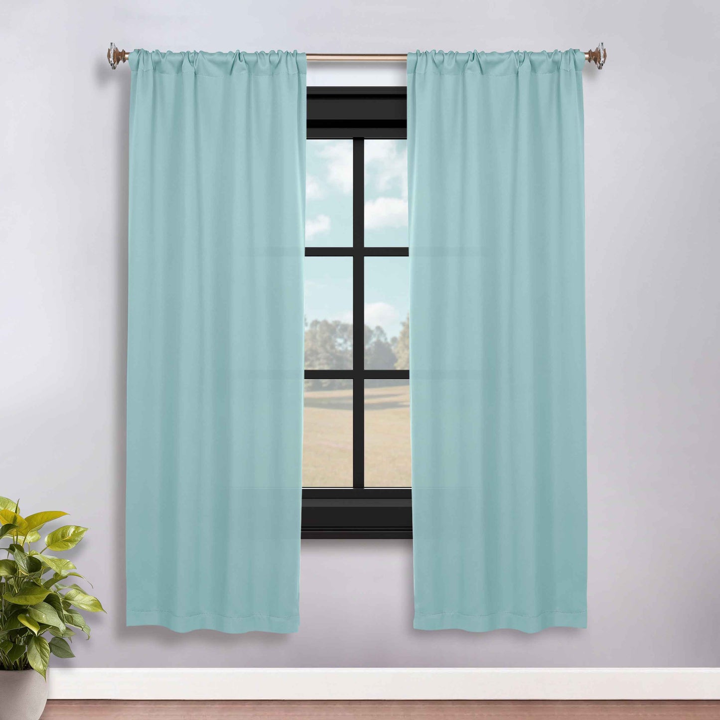 Solid Room Darkening Blackout Curtain Panels, Rod Pocket, Set of 2 - GreenLily