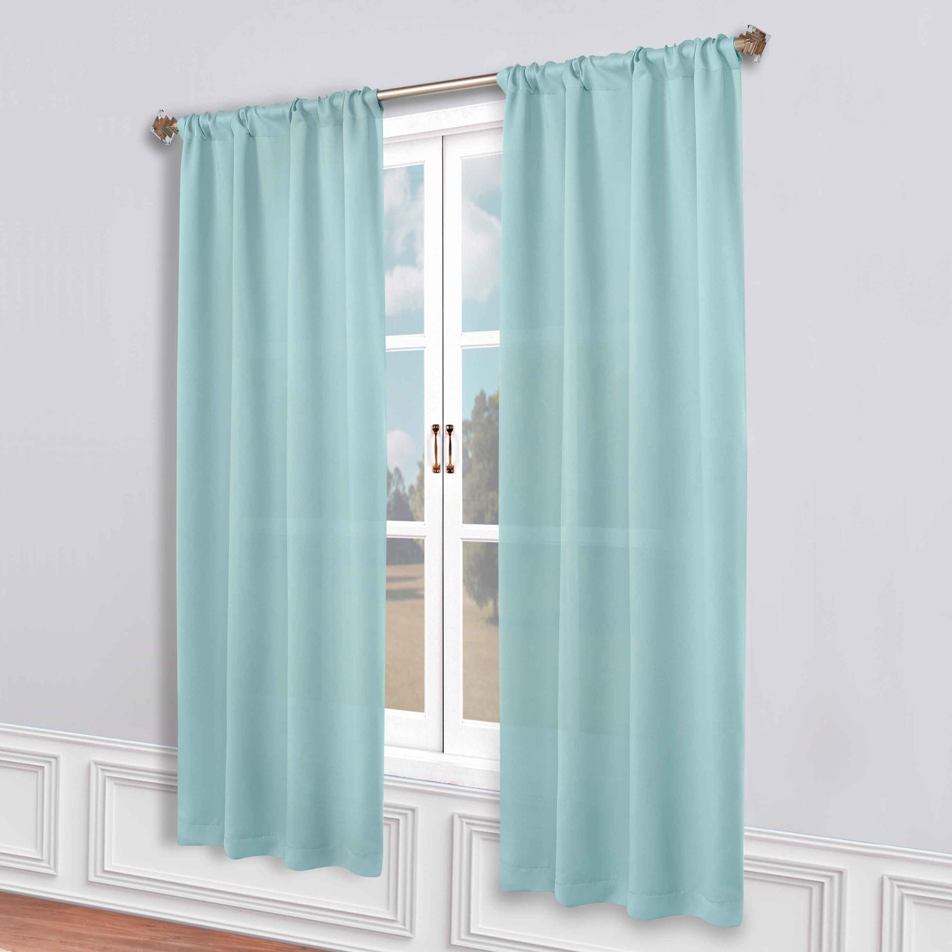 Solid Room Darkening Blackout Curtain Panels, Rod Pocket, Set of 2 - GreenLily