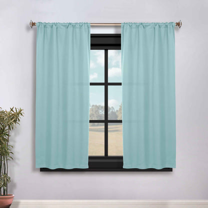 Solid Room Darkening Blackout Curtain Panels, Rod Pocket, Set of 2 - GreenLily