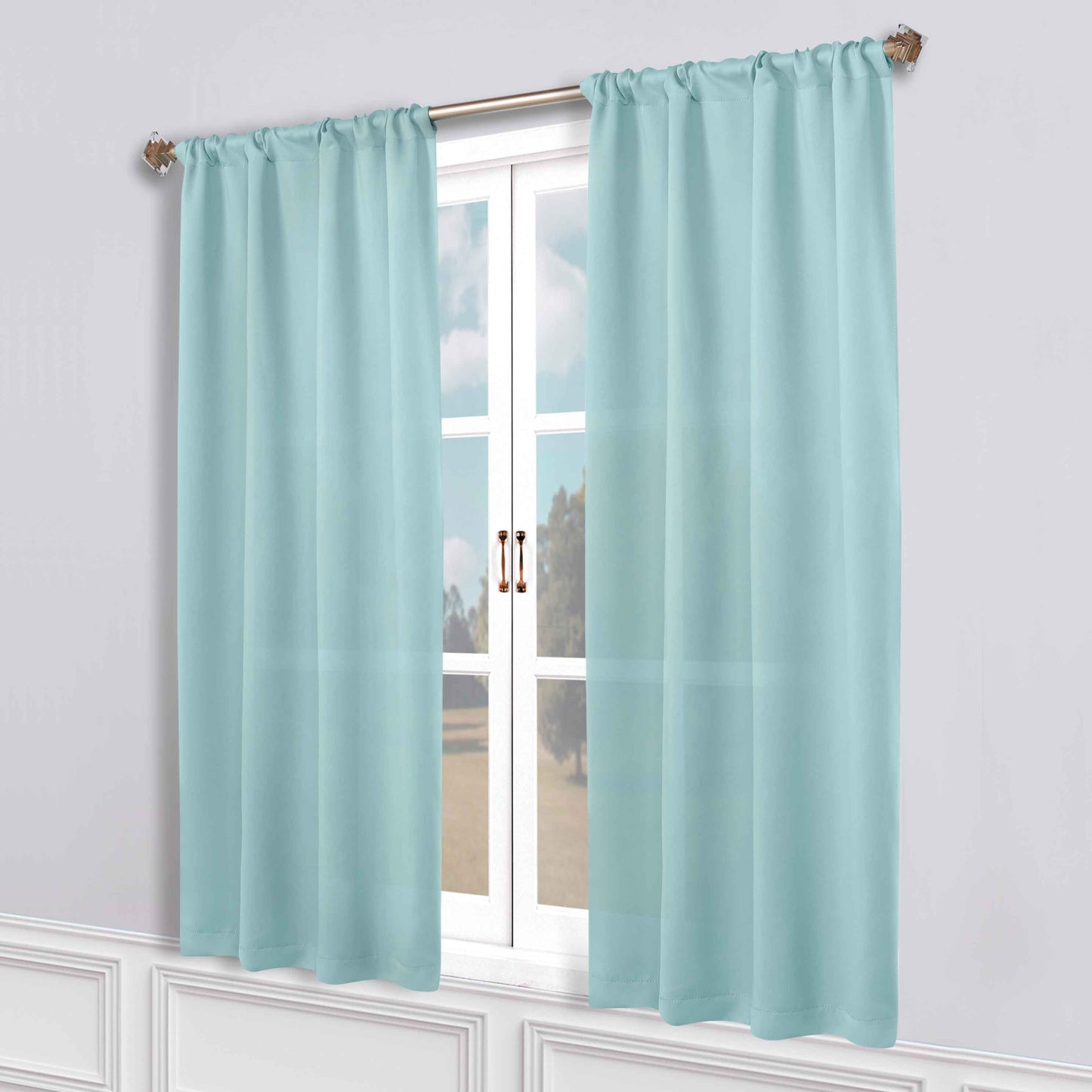 Solid Room Darkening Blackout Curtain Panels, Rod Pocket, Set of 2 - GreenLily