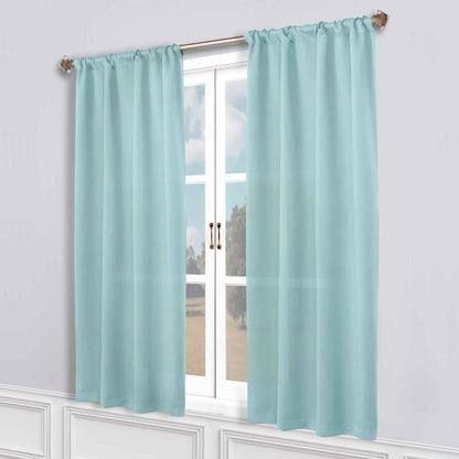 Solid Room Darkening Blackout Curtain Panels, Rod Pocket, Set of 2 - GreenLily