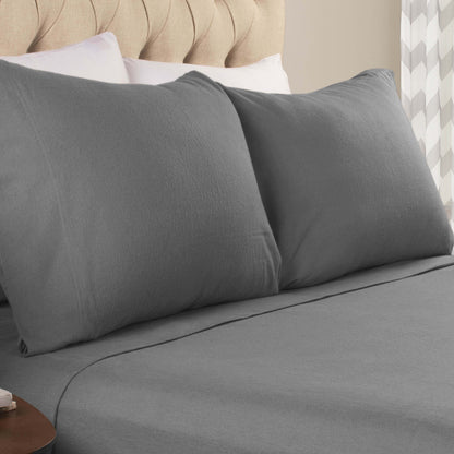 Cotton Flannel 2 Piece Pillowcase Set - Gray
