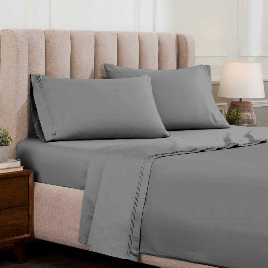 Egyptian Cotton 1500 Thread Count Eco Friendly Solid Sheet Set - Gray