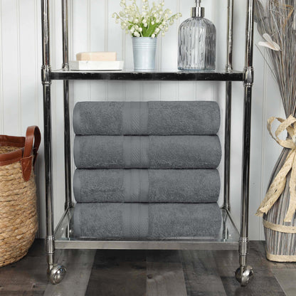 Cotton Heavyweight Luxury 4 Piece Bath Towel Set - Gray