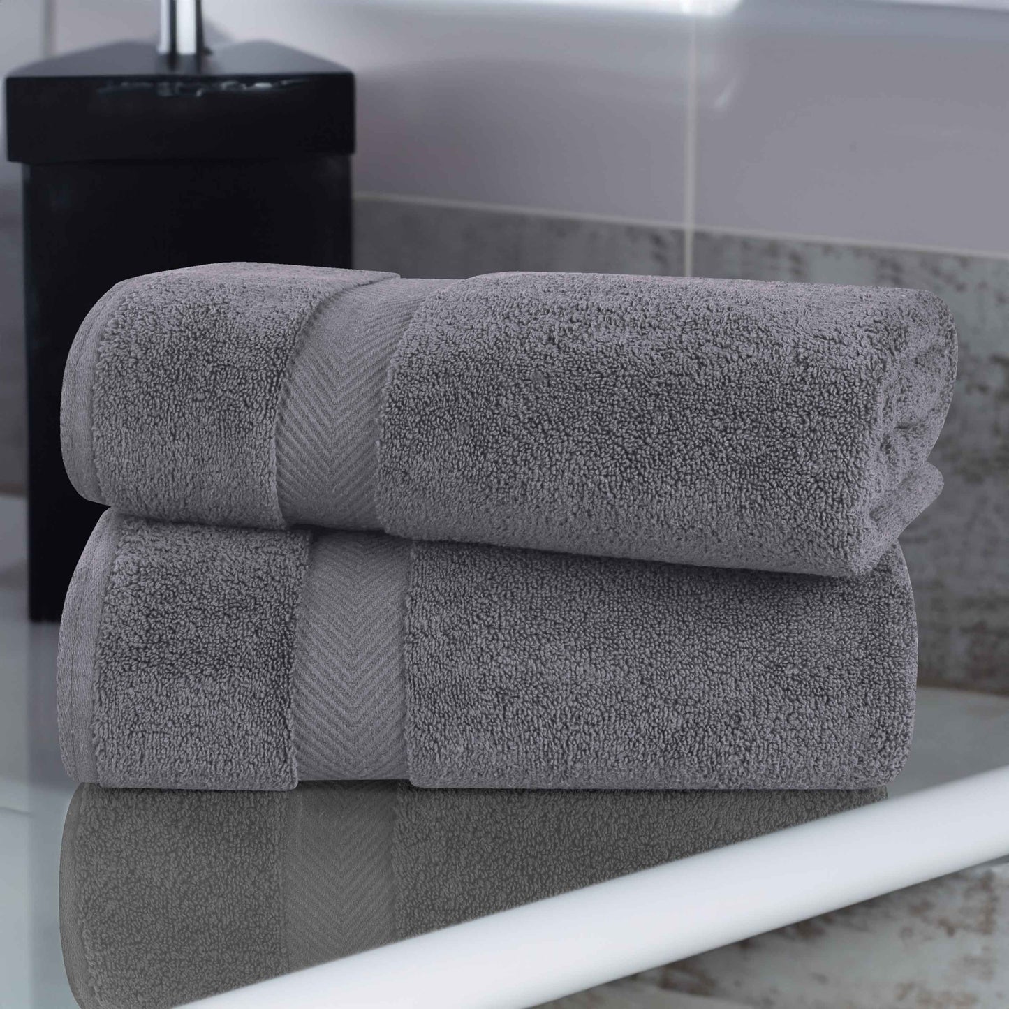 Zero-Twist Smart-Dry Combed Cotton 2 Piece Bath Sheet Set - Gray