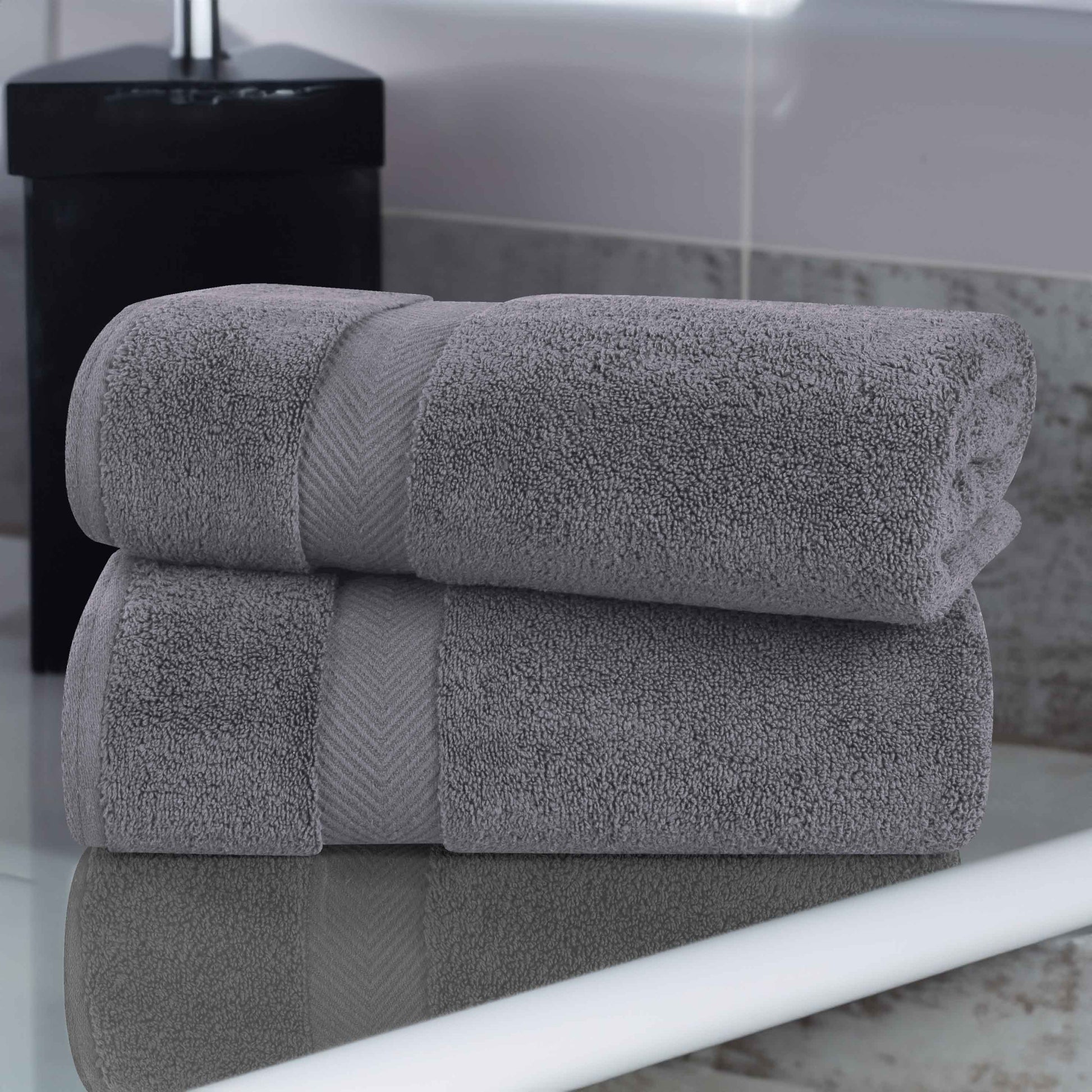 Zero-Twist Smart-Dry Combed Cotton 2 Piece Bath Sheet Set - Gray