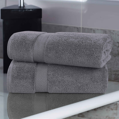Zero-Twist Smart-Dry Combed Cotton 2 Piece Bath Sheet Set - Gray