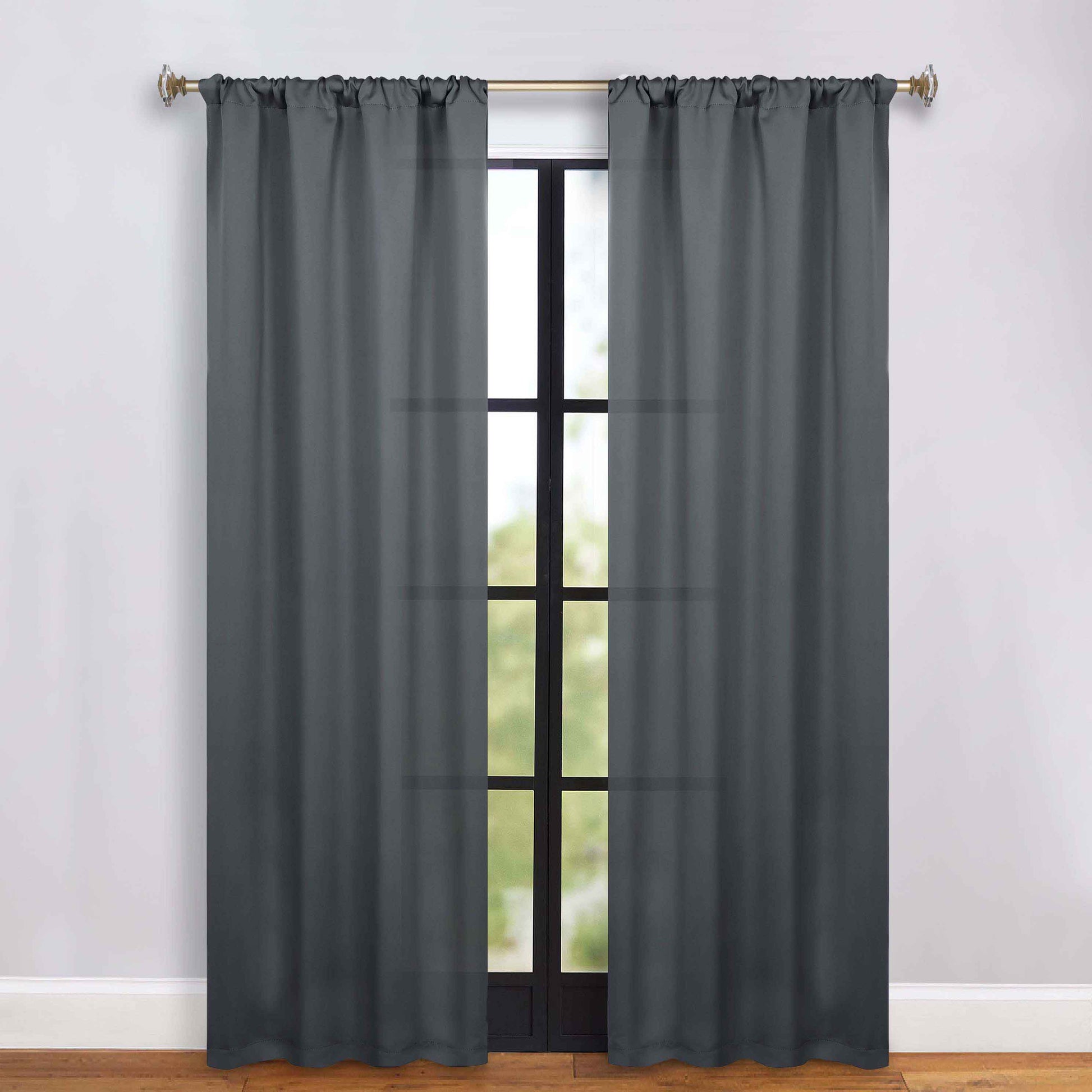 Solid Room Darkening Blackout Curtain Panels, Rod Pocket, Set of 2 - Gray