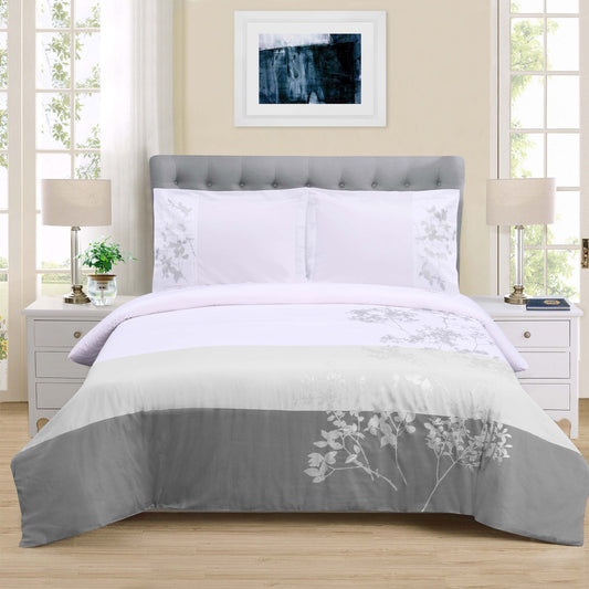 Sydney Floral Damask Cotton Duvet Cover Set - Gray