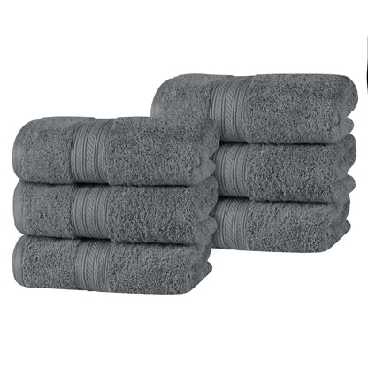 Atlas Cotton Plush Absorbent Heavyweight Luxury Hand Towel Set of 6 - Gray