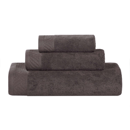 Basketweave Egyptian Cotton Solid 3 Piece Assorted Towel Set - Gray