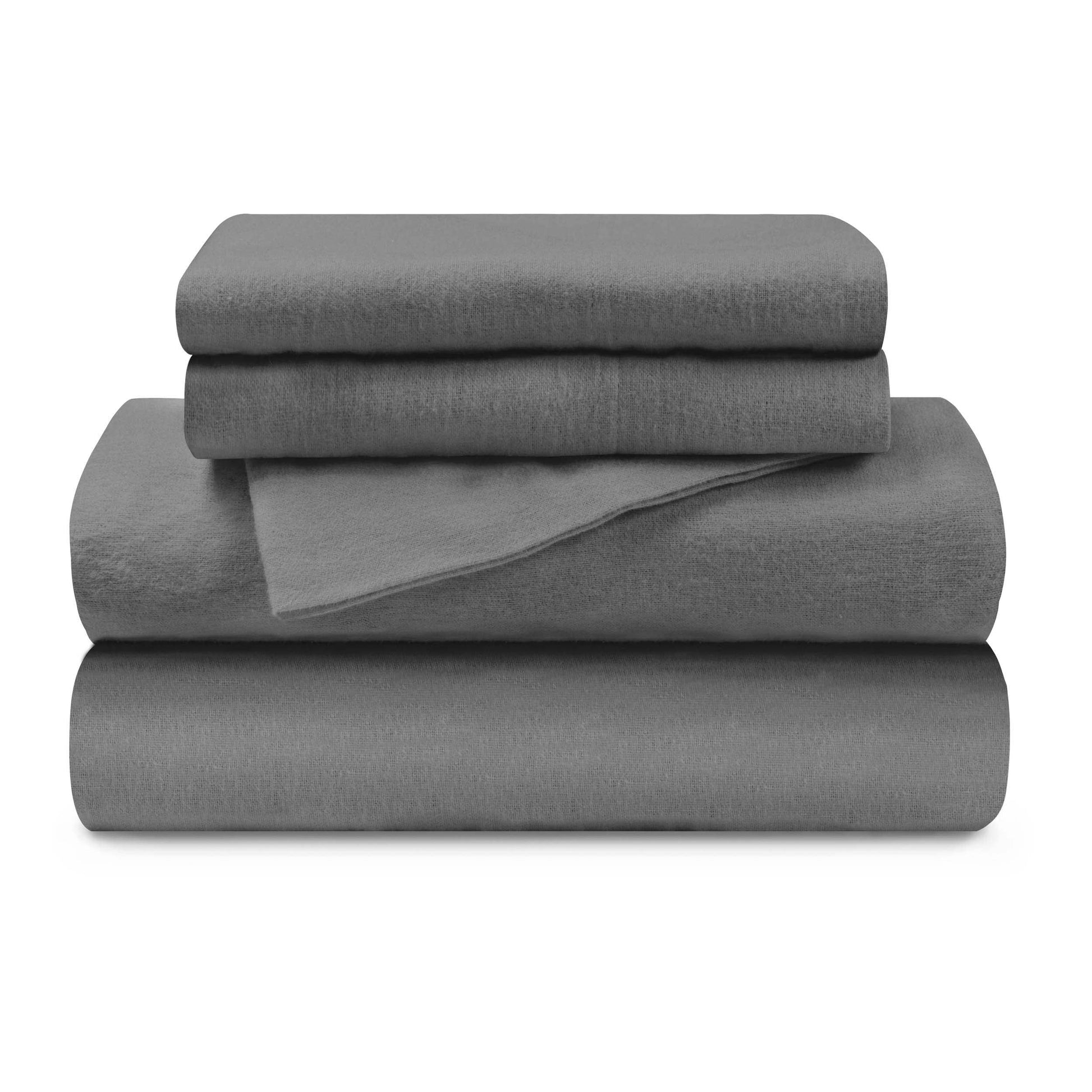 Cotton Flannel Trellis Solid Deep Pocket Sheet Set - Gray
