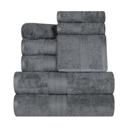 Cotton Heavyweight Absorbent Plush 8 Piece Towel Set - Gray