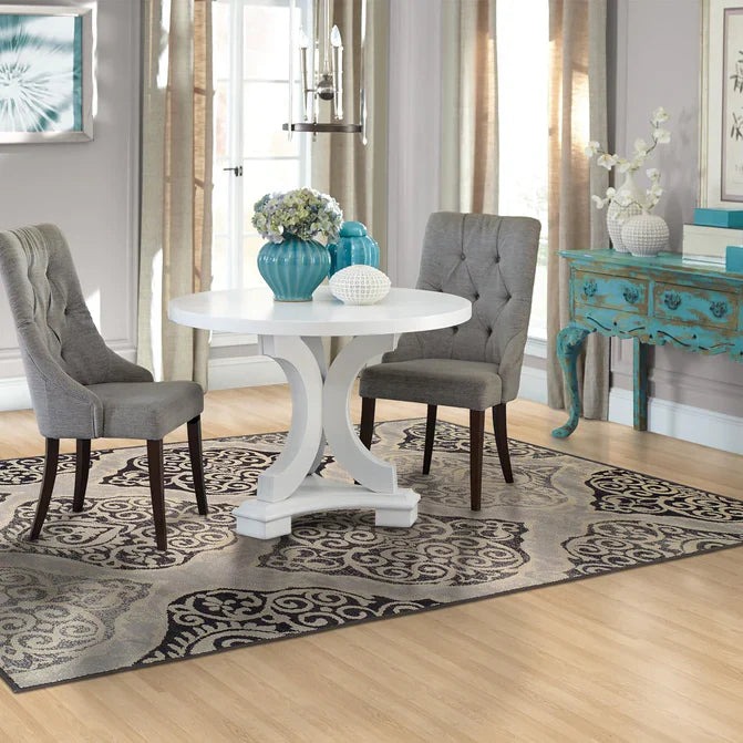 Amherst Medallion Damask Indoor Area Rug Or Runner Rug - Gray