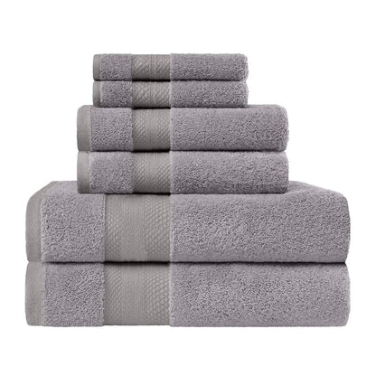 Turkish Cotton Highly Absorbent Solid 6 Piece Towel Set - Gray