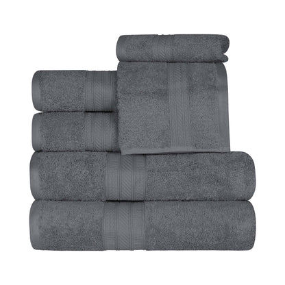 Cotton Heavyweight Absorbent Plush 6 Piece Towel Set - Gray