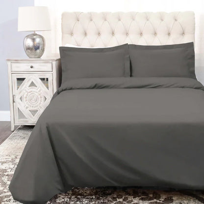 Cotton Percale Modern Traditional Duvet Cover Set - Gray