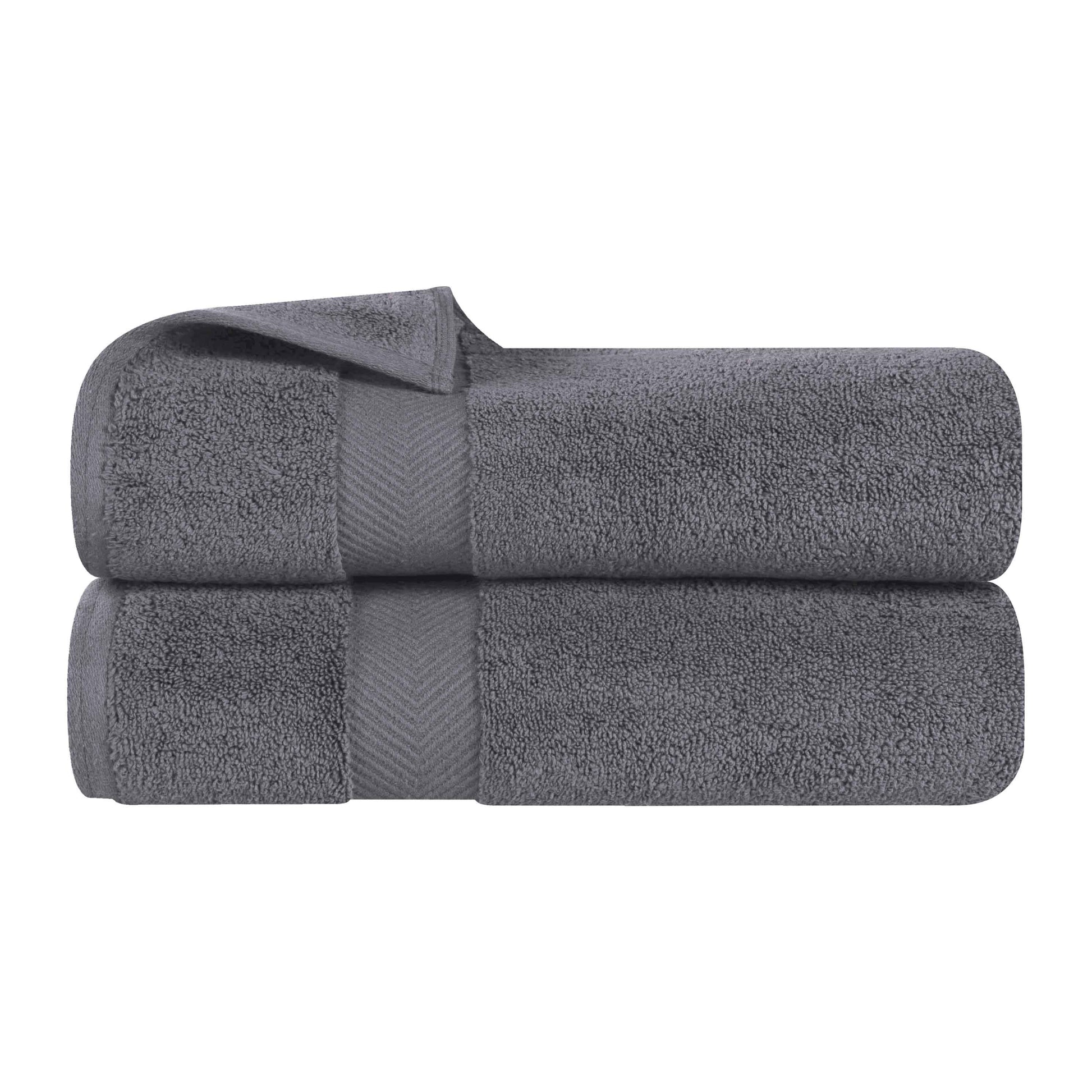 Zero Twist Smart Dry Combed Cotton 2 Piece Bath Towel Set - Gray