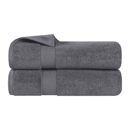 Zero Twist Smart Dry Combed Cotton 2 Piece Bath Towel Set - Gray