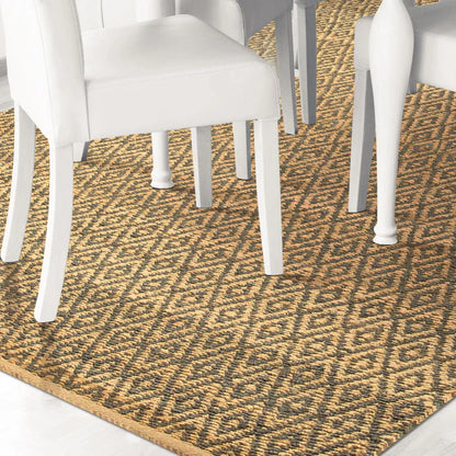 Diamond Hand-Woven Reversible Jute Area Rug - Gray