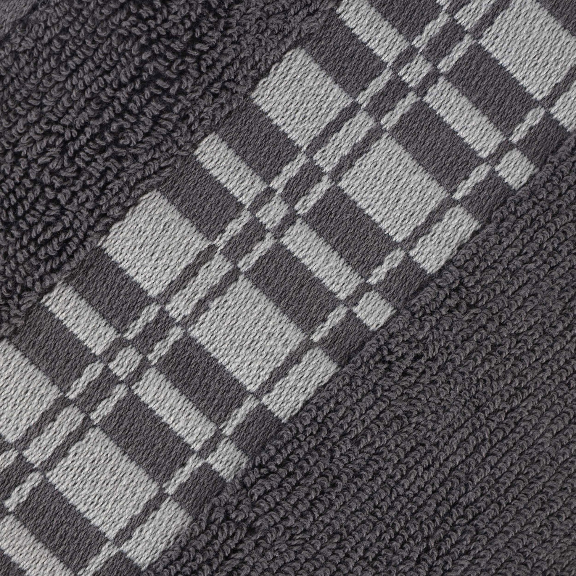 Larissa Cotton Geometric Border Bath Towel Set of 4 - Gray