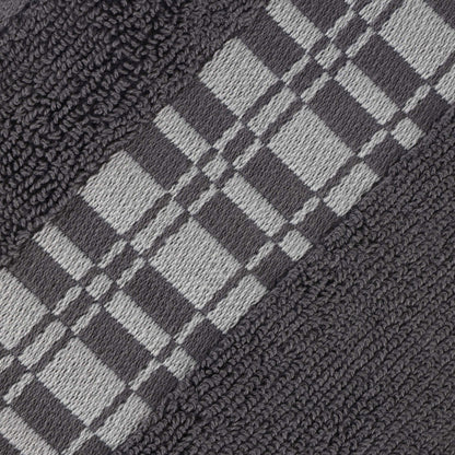 Larissa Cotton Geometric Border Bath Towel Set of 4 - Gray