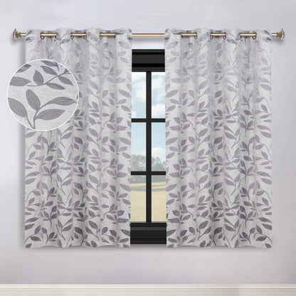 Leaves Room Darkening Washable Blackout Curtain Panels, Set of 2