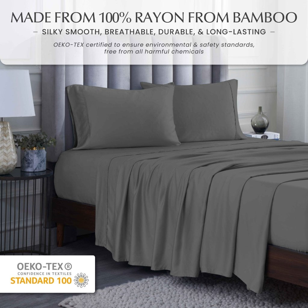 300 Thread Count Rayon From Bamboo Solid Deep Pocket Sheet Set