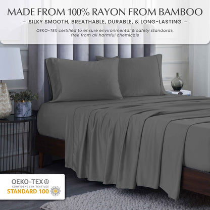 300 Thread Count Rayon From Bamboo Solid Deep Pocket Sheet Set
