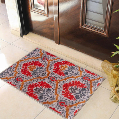 Chloe Floral Damask Non-Slip Washable Indoor Area Rug or Runner - Gray