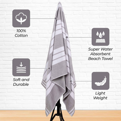 Striped Extra Large Oversized Absorbent Quick Dry Cotton Beach Towel