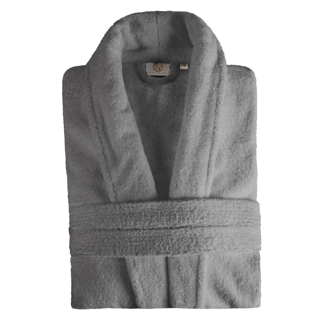 Classic Men's Bath Robe Turkish Cotton Bathrobe with Adjustable Belt - Gray