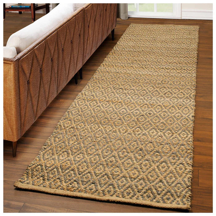 Diamond Hand-Woven Reversible Jute Area Rug - Gray