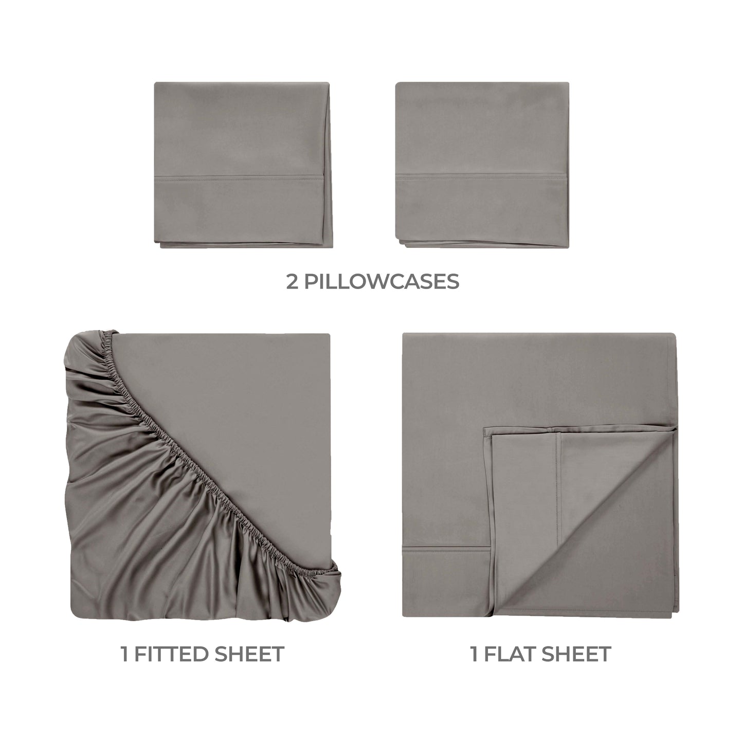 Egyptian Cotton 300 Thread Count Solid Deep Pocket Sheet Set - Gray