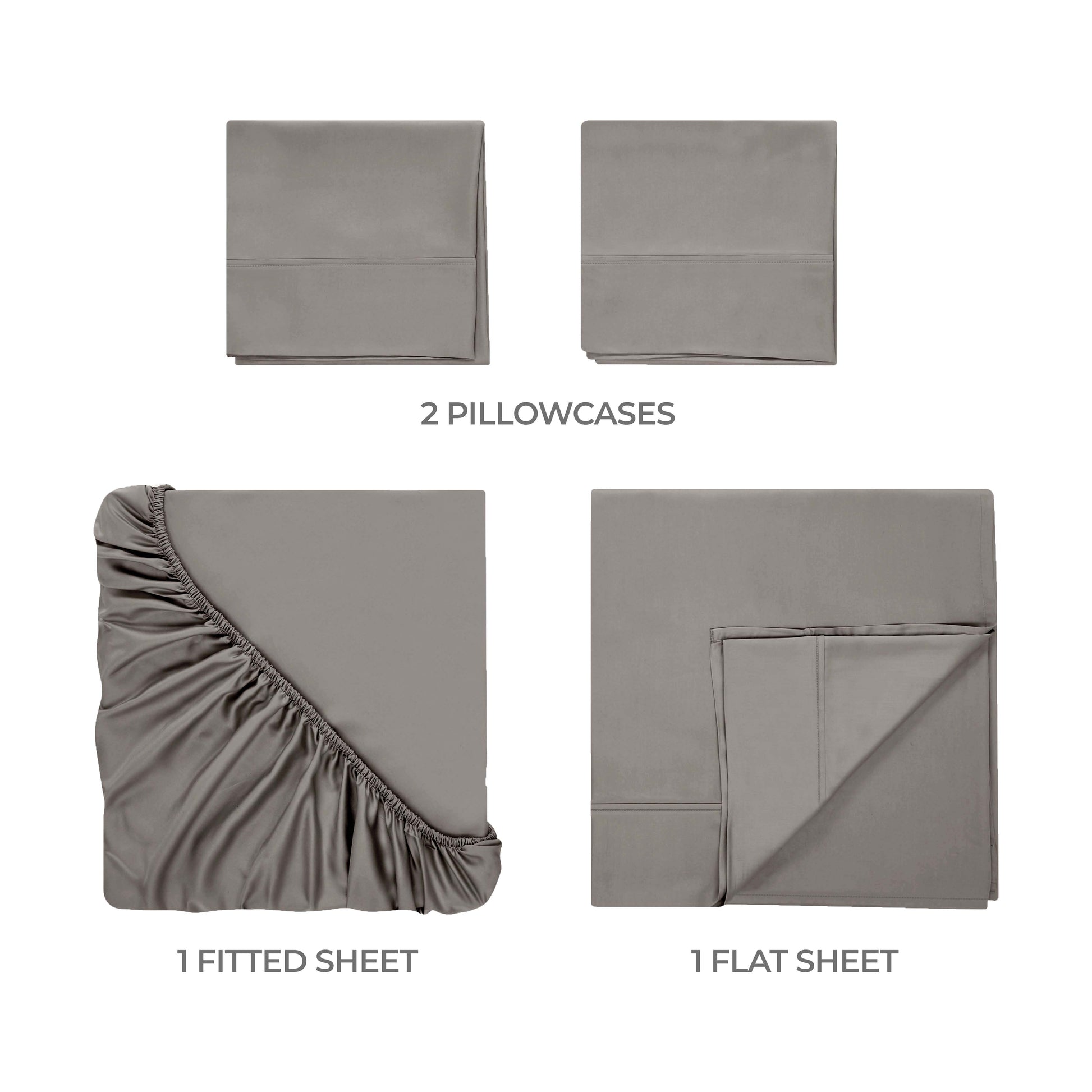 Egyptian Cotton 300 Thread Count Solid Deep Pocket Sheet Set - Gray