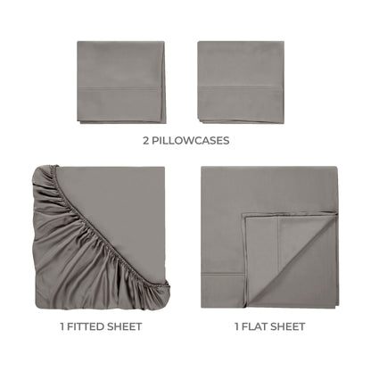 Egyptian Cotton 300 Thread Count Solid Deep Pocket Sheet Set - Gray