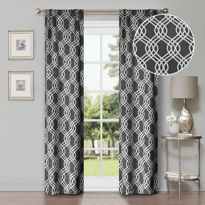 Ribbon Trellis Washable Room Darkening Blackout Curtains, Set of 2