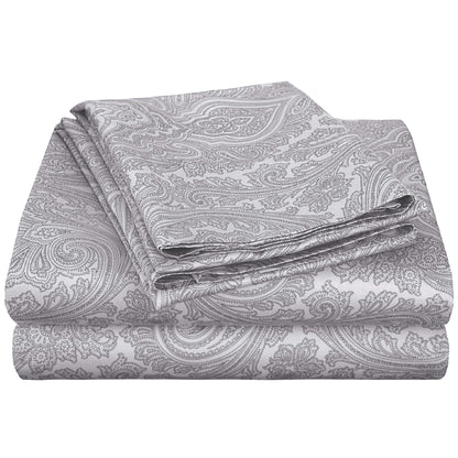 Italian Paisley 600 Thread Count Cotton Blend Deep Pocket Sheet Set - Gray