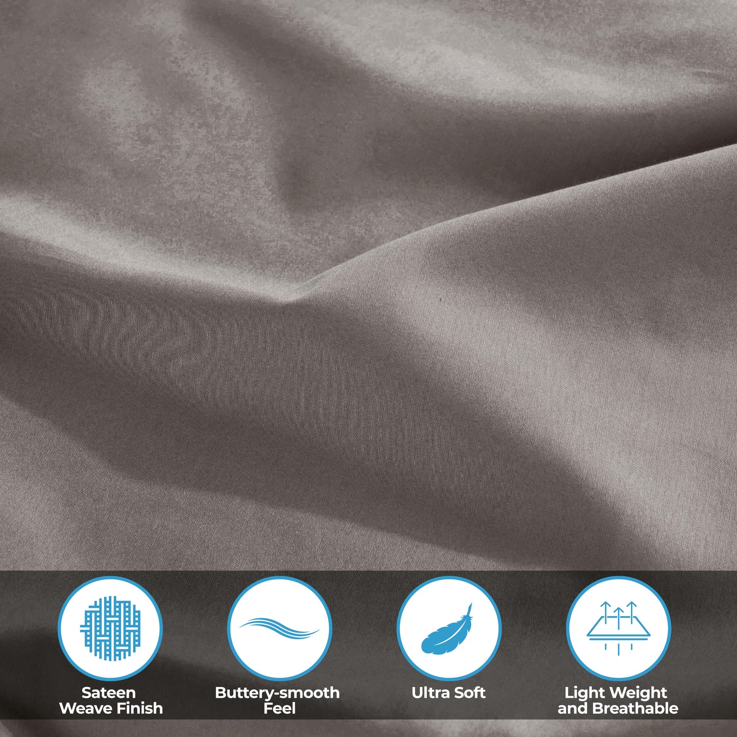 Egyptian Cotton 300 Thread Count Solid Deep Pocket Sheet Set - Gray