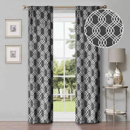 Ribbon Trellis Washable Room Darkening Blackout Curtains, Set of 2