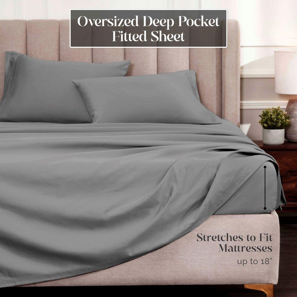 Egyptian Cotton 1500 Thread Count Eco Friendly Solid Sheet Set - Gray