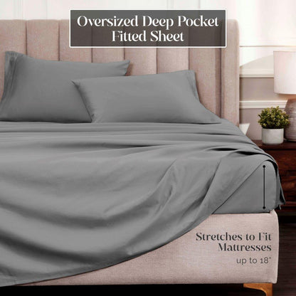 Egyptian Cotton 1500 Thread Count Eco Friendly Solid Sheet Set - Gray