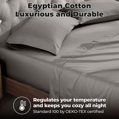 Egyptian Cotton 300 Thread Count Solid Deep Pocket Sheet Set - Gray